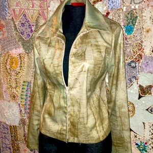 95 % Polyester & 5% Spandex zipped various ranges of pale to medium green tones